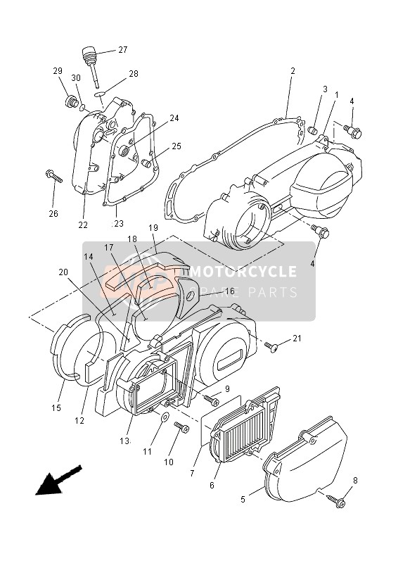 Yamaha YP250RA 2015 Couvercle de carter 1 pour un 2015 Yamaha YP250RA